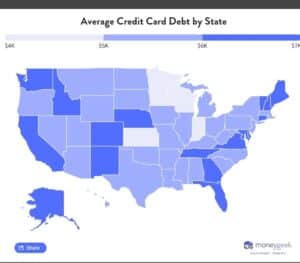 Average Credit Card Debt by U.S. States